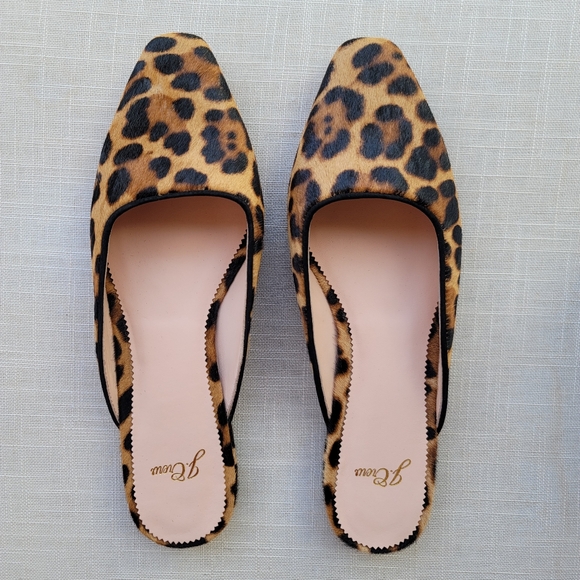 New! J.Crew Sz 9.5 Carolyn Mule Flats Shoes Leopard Calf-Hair - Picture 3 of 8